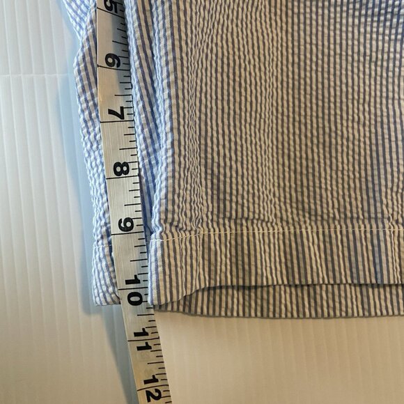 Lands End High Rise Seersucker Shorts Mens 35 Flat Front Stretch Waist Chino - Picture 11 of 12